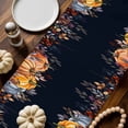thumbnail image 6 of Fall Table Runner Thanksgiving Orange Blue Pumpkin Table Runners Watercolor Eucalyptus Leaves Black Cotton Linen Dresser Scarf Kitchen Dining Table Decor for Fall Holiday Party Decor 13x90 Inch, 6 of 9