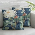 thumbnail image 3 of Orinice Throw Pillow Cover Blue Oriental with Japanese Chrysanthemums Inscription Autumn Garden of Green Asian Decorative Pillow Case Home Decor Square  Pillowcase, 3 of 5