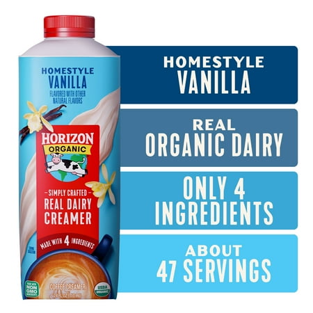 Horizon Organic Real Dairy Homestyle Vanilla Coffee Creamer Carton, 24 fl oz