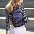 thumbnail image 5 of Disketp Mystery House Halloween Night print Canvas Backpack Lightweight Travel Daypack Student Rucksack Laptop Backpack-Medium, 5 of 5