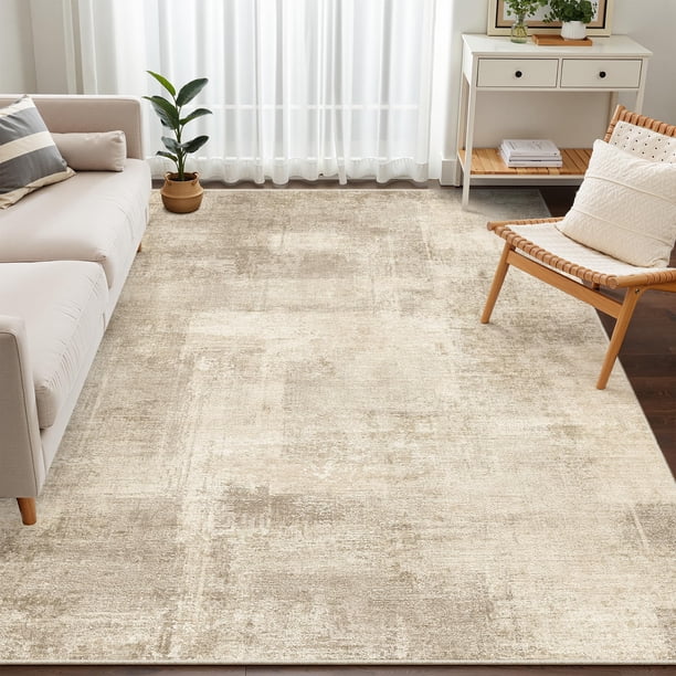 Alfombra Zesthome, resistente a las manchas, lavable, moderna, 5 x 7 pies, color marrón