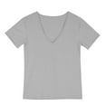 thumbnail image 3 of BiZtdJrK Mens Deep V Neck T Shirt Soft Cotton Basic Tee Shirt Short Sleeve Slim Fit Stretch Muscle Gym Workout Tees Prime Sales Today Gray L, 3 of 8