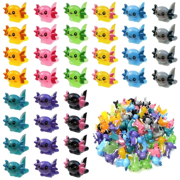 36pcs Resin Mexican Axolotl Mini, Micro Model of Mexican Axolotl Miniature Ornament for Fairy Garden Landscape Aquarium Birthday Party Decoration