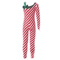thumbnail image 2 of DPOIS Girls Kids Xmas Candy Cane Striped Unitard Sequins Ruffle Jumpsuit Red-A 12, 2 of 7