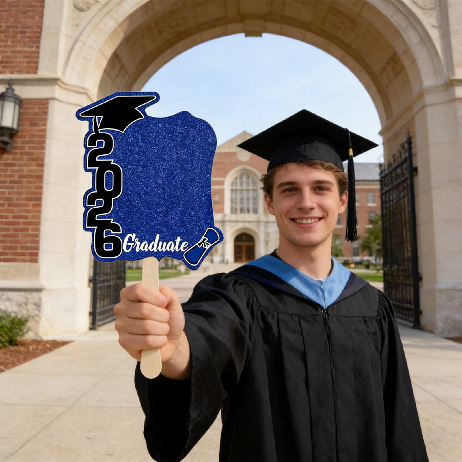 24 Pack Class Of 2026 Graduation Fans With Handle Double Sided Grad Photo Props 2026 Graduation Handheld Fans Bulk Graduation Graduation Party Keepsake High School College Senior Graduation Supplies