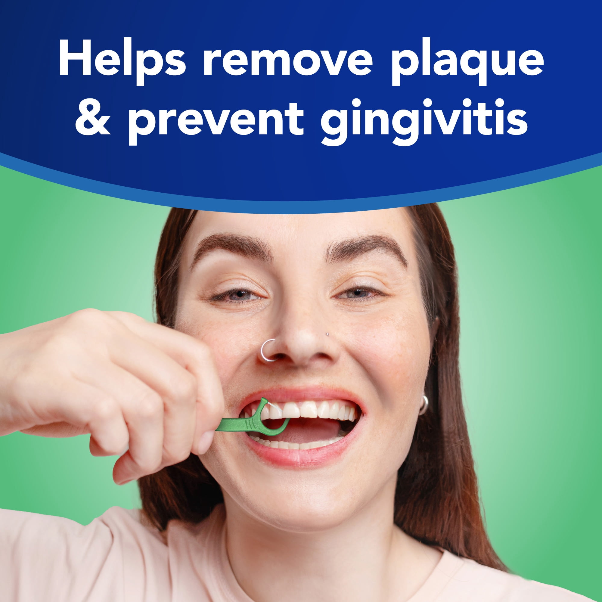 Equate Sensitive Clean Floss Picks, Mouthwash Burst Mint, 75 Count