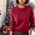 thumbnail image 5 of Sweaters for Women Long Sleeve Trendy Jumper Knitted Pullover Soft Warm Sweater Tops Wine 2XL, 5 of 5