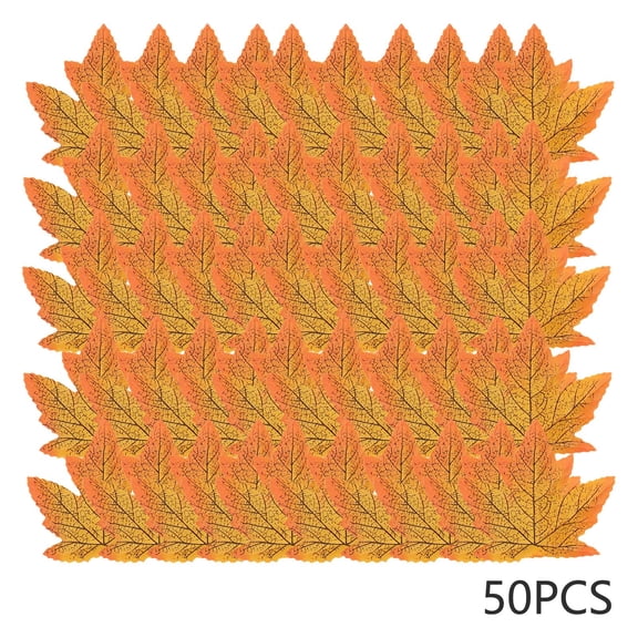 chaungfeng Fall Leaves Fake Artificial Maple Leaf Leaves for Table Home Crafts, Fall Party Wedding Halloween Autumn Thanksgiving Table Decorations Indoor 50pcs Gold