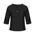thumbnail image 5 of TODOZO Womens Linen Button Down Shirt Casual 3/4 Sleeve Cotton Blouse Loose Fit Collared Work Gauze Tops Cotton Linen Shirts for Summer V Neck Loose Vacation Beach Solid Blouses Tunic Tops, 5 of 6
