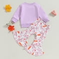 thumbnail image 7 of Okbabeha Toddler Baby Girl Thanksgiving Clothes Letter Print Crewneck Sweatshirt Tops Pumpkin Pie Flare Pants Cute Outfit, 7 of 7