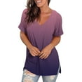 thumbnail image 4 of Women's Tops Plus Size Short Sleeve Casual V-neck Short Sleeve Loose T-shirt Tops Summer Plus Size Tunic Blouse Tops 2025, 4 of 8