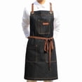 thumbnail image 1 of Delantal de mezclilla unisex, ajustable, grande, con correas cruzadas en la espalda, 1 of 3