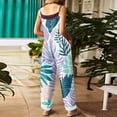 thumbnail image 4 of Iaqnaocc Hawaiian Womens Jumpsuit Plus Size Sleeveless Maple Leaf Print Jumpsuits Overalls Boho Beach Vacation Outfits for Women Summer Loose Fit Adjustable Strap Womens Overalls Light Blue 5XL, 4 of 5