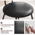thumbnail image 5 of EastVita Set of 2 Black Metal Dining Chairs with Hand-Woven Rattan Backrest and Faux Leather Seat, 5 of 8