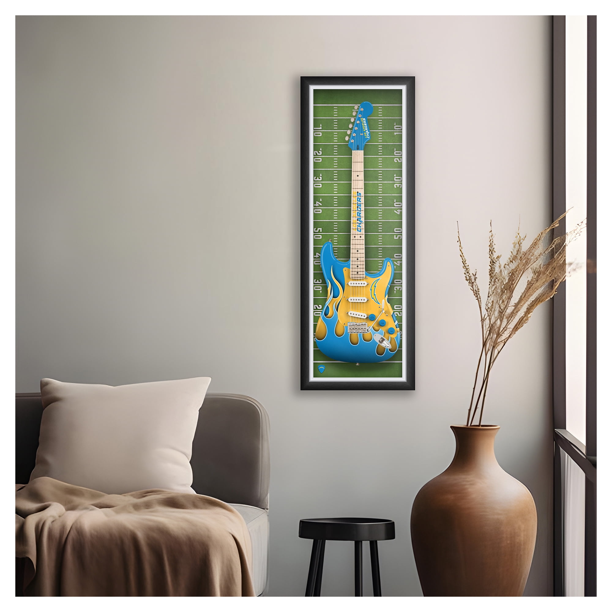 Los Angeles Chargers 14" x 37" Framed Electric Guitar Print