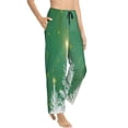 thumbnail image 2 of Uemuo Christmas Green Pattern Women's Wide Leg Palazzo Lounge Pants with Pockets Light Weight Loose Comfy Casual Pajama Pants-, 2 of 9