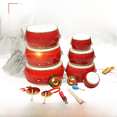 thumbnail image 1 of Tambor de piel de vaca para niños, tambor pequeño, tambor rojo, tambor de mano, tambor gong, instrumentos de percusión, 1 of 1