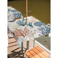 thumbnail image 2 of Outdoor Tablecloths with Umbrella Hole & Zipper, Blue Coastal 54x54 Inch Square Tablecloths, Summer Beach Coral Shell Starfish Vintage Waterproof Table Cloth, Patio/Pool/Picnic Table Covers, 2 of 8