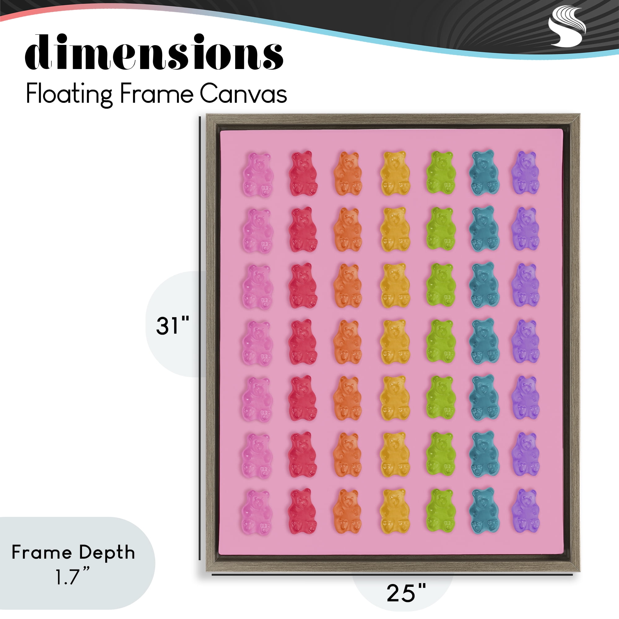 Stupell Industries Rainbow Bears in Stripes Brown Framed Floater Canvas Wall Art, design by LISH Creative