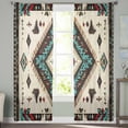 thumbnail image 3 of Red Teal Brown Southwestern Semi Sheer Curtains 72 Inch Length 2 Panels Set, Ethnic Geometric Boho Retro Sheer Kitchen Curtain Privacy Voile Window Curtain for Living Room Bedroom Rod Pocket Drapes, 3 of 7