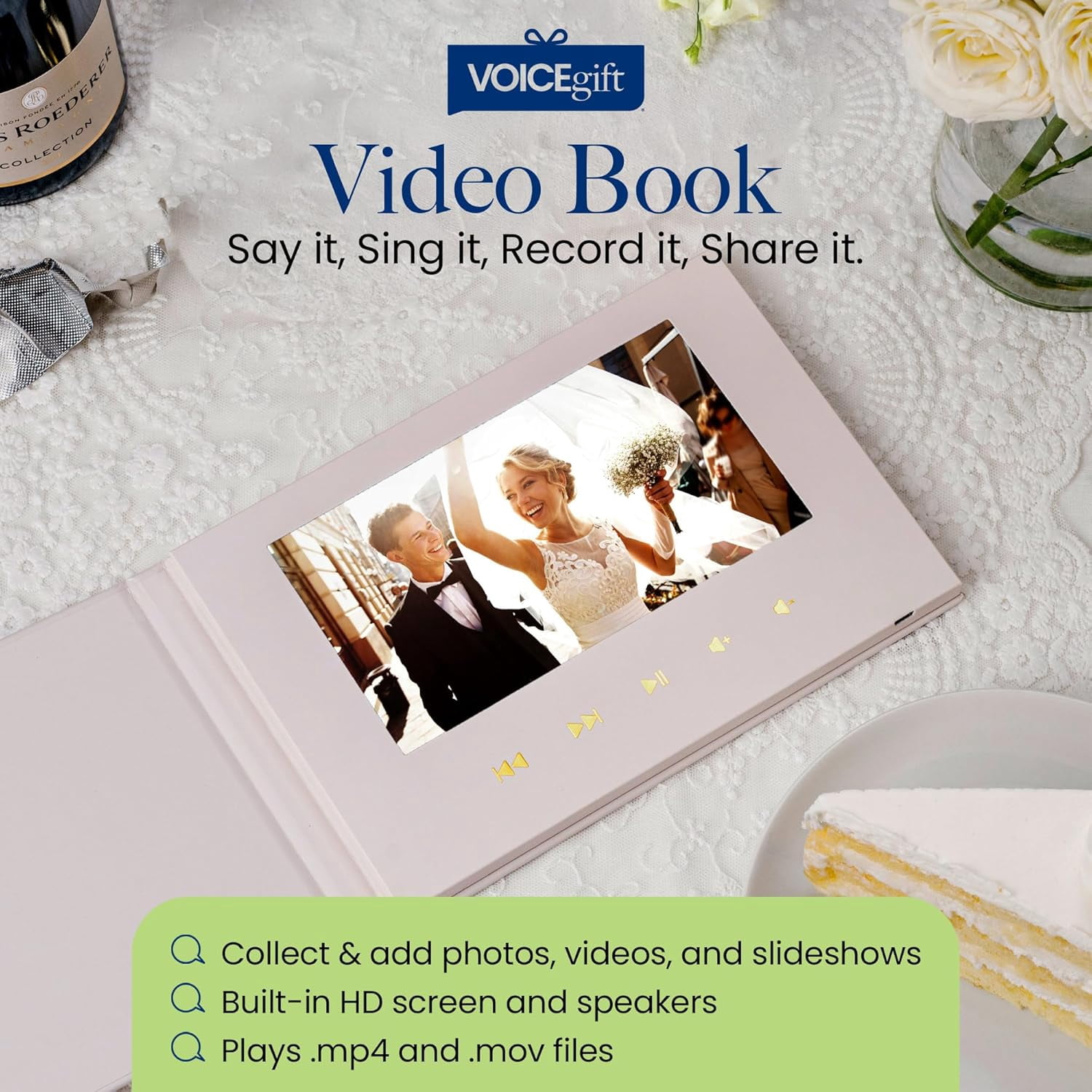 Programmable HD Video Book - Greeting Card Included Audio and Video Recorder for Wedding, Engagement, Christmas, Anniversary, Birthday with 8GB Memory