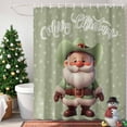 thumbnail image 4 of Shower Curtain 72"W x 78"L Merry Christmas Cowboy Santa Claus Snowflake Sage Green Fabric Shower Curtains Set with Hooks Water Repellent Bathroom Curtains Machine Washable Bathroom Accessories, 4 of 9