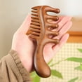 thumbnail image 4 of Natural Sandalwood Hair Combs Anti-Static Wooden Comb Massager Long Wide Tooth Detangle Sandalwood Comb Hair Care Household Gift, 4 of 6