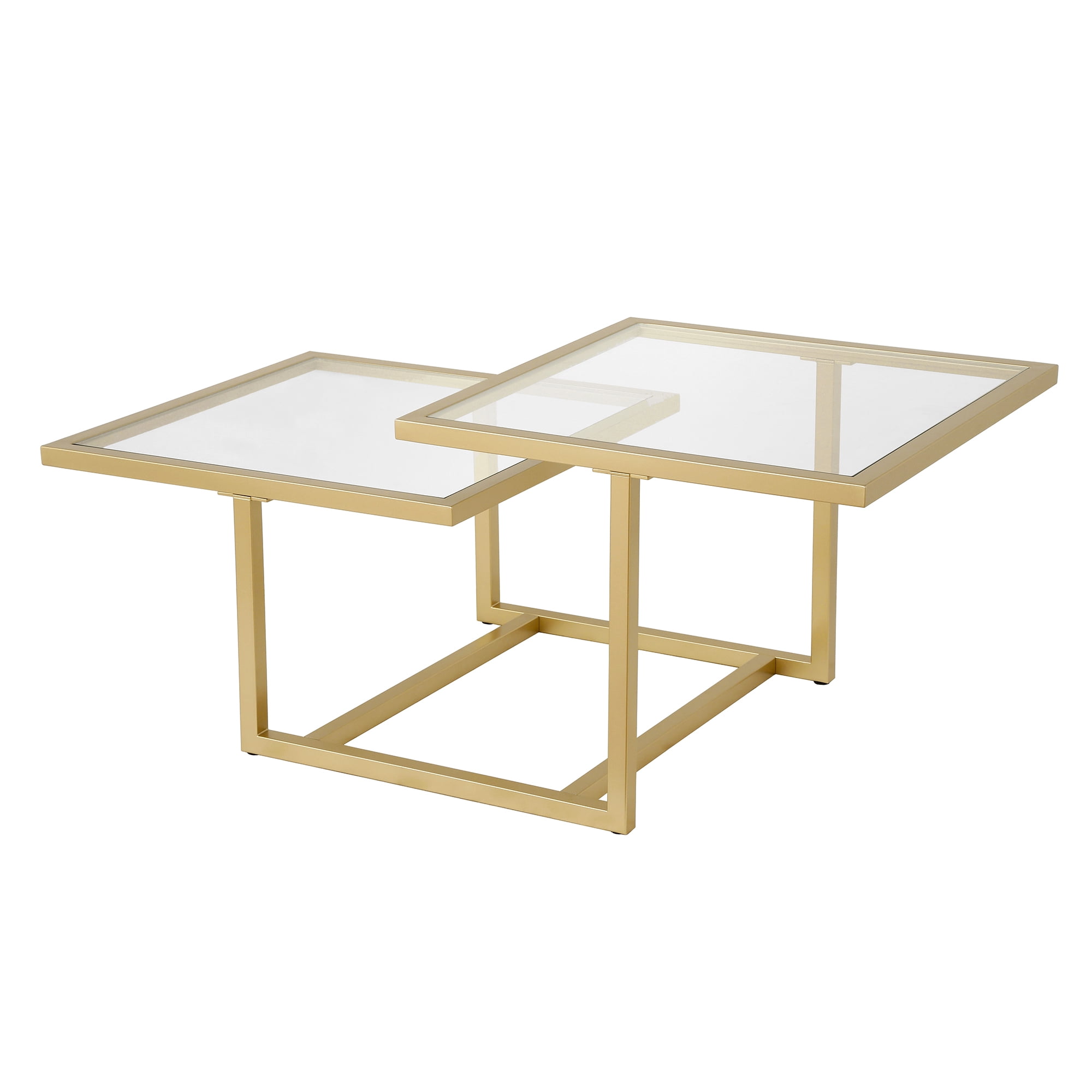 Evelyn&Zoe Amalie 43" Wide Square Coffee Table, Brass
