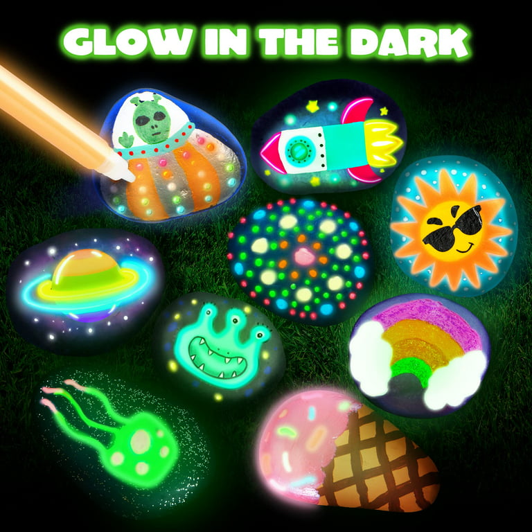 Glow In The Dark Rock Painting Kit for Kids - Arts and Crafts for Girls  Boys Ages 6-12 - Art Craft Kits Paint Set - Supplies for Painting Rocks -  DIY Gift Ideas Activities Age 4 6 7 8- 12 9-12