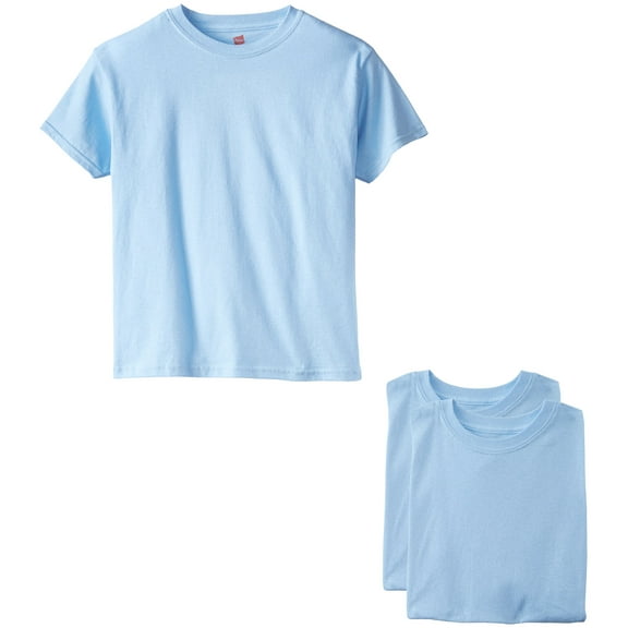 Hanes Little Boys' Essentials Short Sleeve T-shirt Value Pack 3-pack, Light Blue, x Small