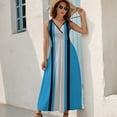 thumbnail image 6 of Light Blue Black & Gray Vertical Power Stripe Sleeveless Dress evening dresses ladies Long dresses, 6 of 6