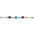 thumbnail image 2 of 925 Silver and 10K Yellow Gold Swiss Blue Topaz and Blue Sapphire and White Lab Grown Diamond Bracelet for Women (2.17 Cttw, Gemstone November Birthstone, Oval Checkerboard, Wheat Chain, 7 inches), 2 of 5