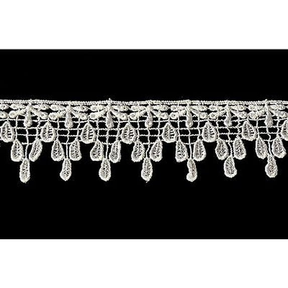 Lily 2.25 inches Ivory and White Venice Guipure Lace Trim Crafts DIY By Yardage