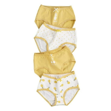 

SUPERHOMUSE 4 Packs Girls Comfortable Cotton Cartoon Printed Briefs Children Lovely Knickers Kids Panties Underwears 2-11 Years