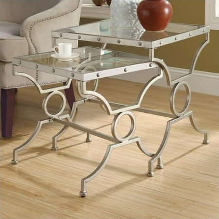 tables pemberly nesting satin row piece square glass silver