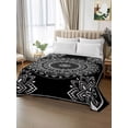 thumbnail image 2 of Black Boho Twim Size Flat Sheet, Wrinkleproof & Fadeproof Cooling Flat Bed Sheet Only, Retro Farmhouse Neutral Abstract Geometric Breathable Soft Bedding Top Sheets 66 x 96 Inches, 2 of 8