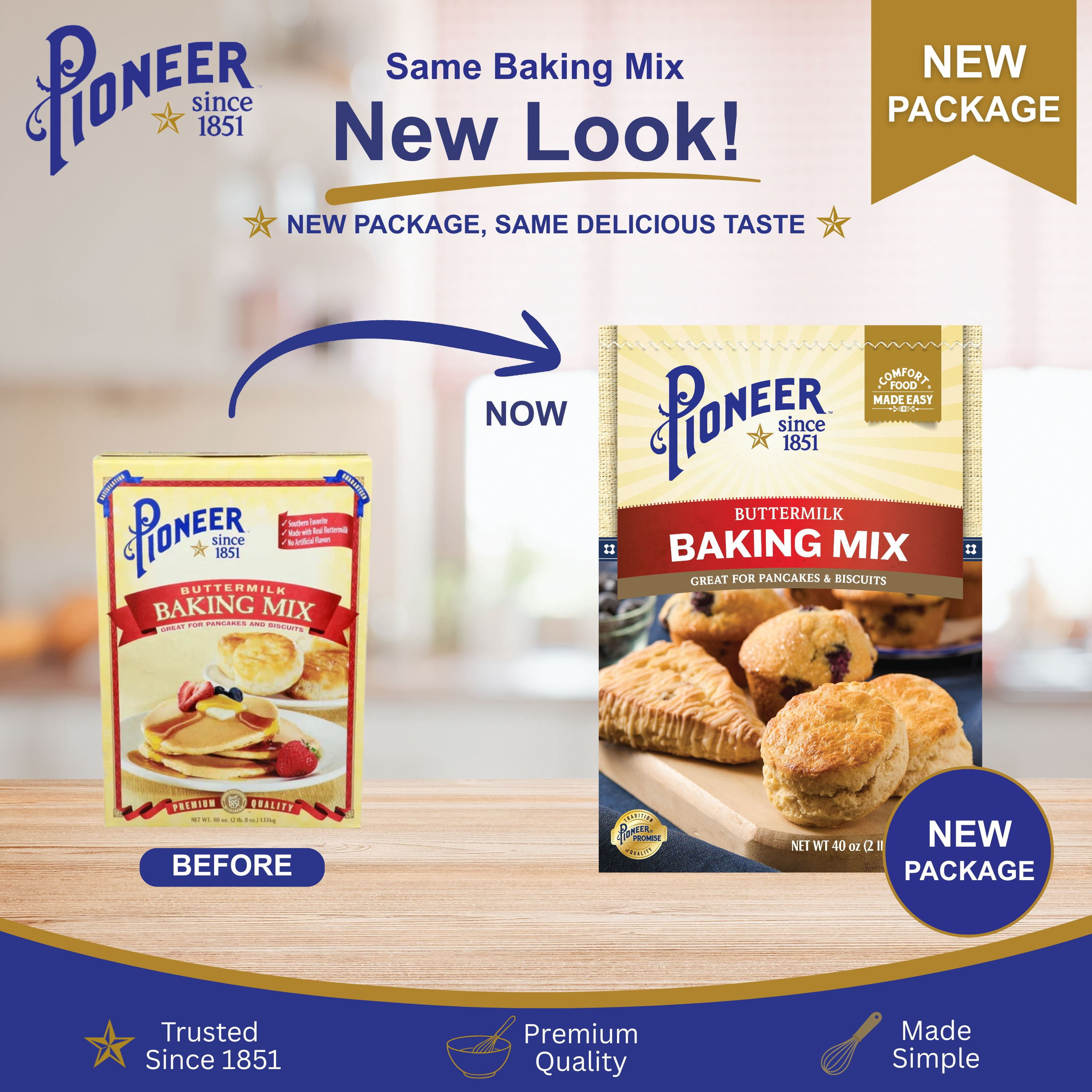 Pioneer Brand Buttermilk Biscuit & Baking Mix, 40 oz
