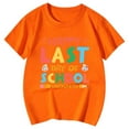 thumbnail image 4 of XUELUO Kids Girls Tops & T-Shirts Summer Back To School Letter Print Round Neck Short Sleeve Loose Casual Tshirts Outwear,Orange,5-6 Years, 4 of 4