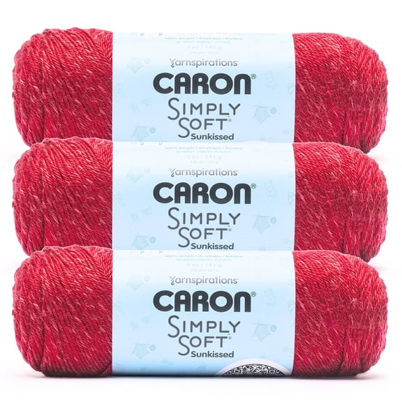 Caron® Simply Soft Sunkissed™ #4 Worsted (Medium) Acrylic Yarn, Tomato Tonal 5oz/141g 248 Yards (3 Pack)