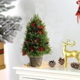 thumbnail image 6 of Mini Christmas Tree 12.6inch Artificial Small Pine Trees with Burlap Base Made Of PVC Material Small Tabletop Trees with Red Berries For Christmas Decoration Home Office Party Decor, 6 of 6