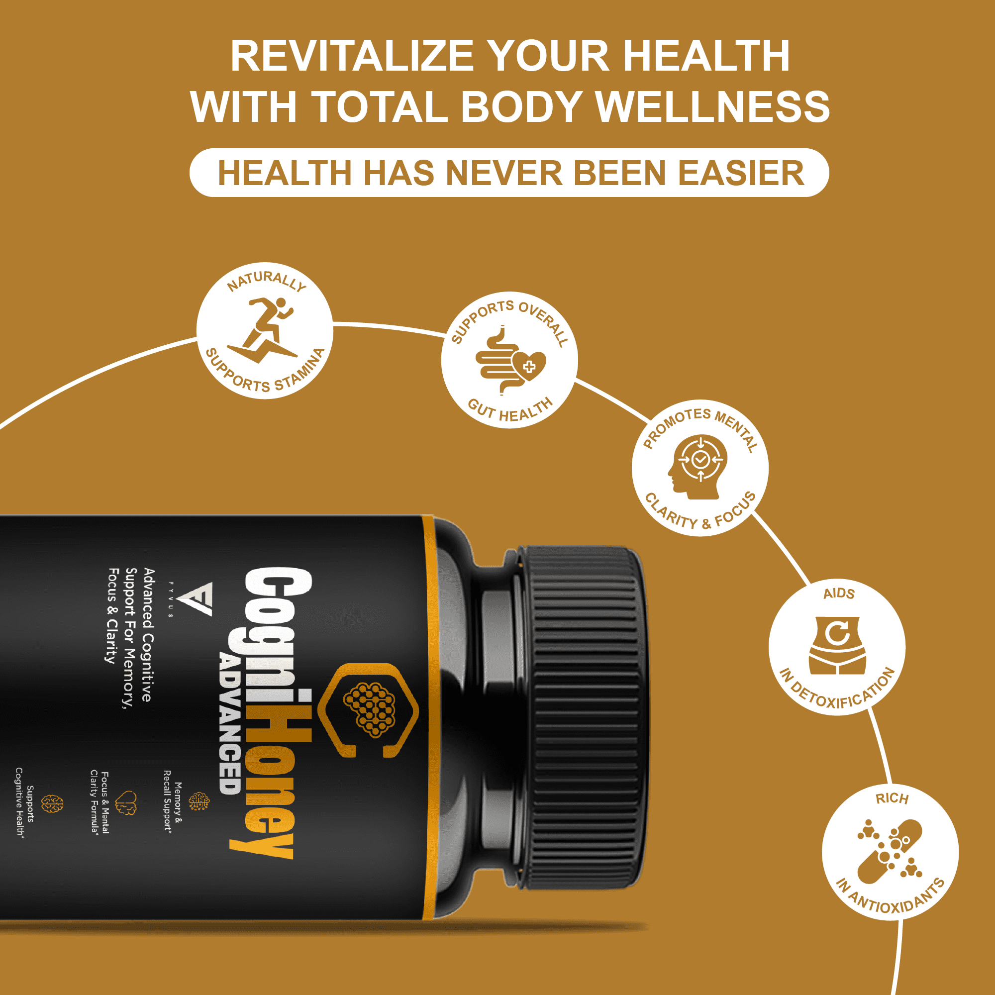 CogniHoney Advanced Capsules, Cogni Honey Cognitive Support (60 Capsules)