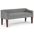 thumbnail image 1 of SIMPLIHOME Parris Upholstered 50 inch Wide Bench, Stylish Low Back and Swooped Arms, with Extra Suport, Simple Assembly, Just Attach Legs Contemporary inPebble Grey, 1 of 5