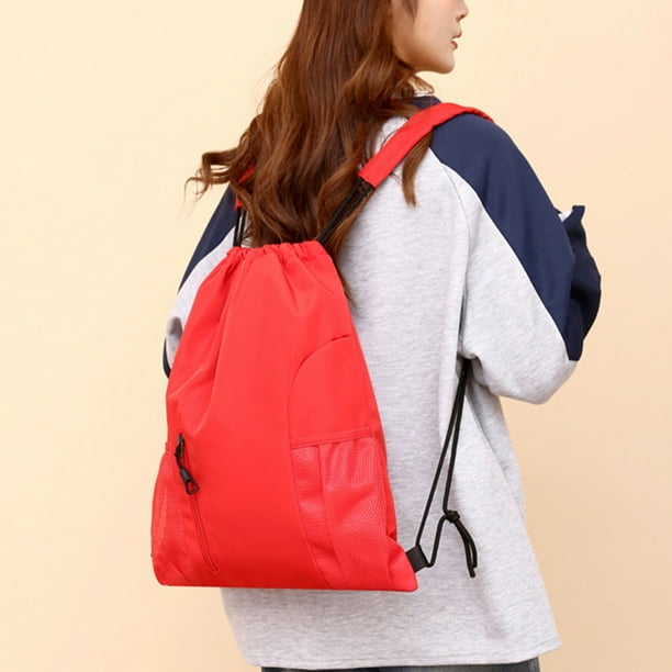Drawstring Backpack Large Capacity Backpack Leisure Fitness Outdoor Sports Multi Functional Solid Color Backpack