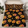 thumbnail image 2 of Manfei Spooky Pumpkin Full Size Sheets,Halloween Theme Bed Sheets,Orange Black Sheet Sets For Girl Boy,Breathable Room Decoration,4-Piece, 2 of 7