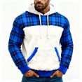 thumbnail image 4 of Men's Plaid Pattern Long Sleeve Pullover Hoodie with Adjustable Drawstring | Unisex Casual Wear for Sports Tracksuits, Running Outfits and Jogging,Blue,L, 4 of 4