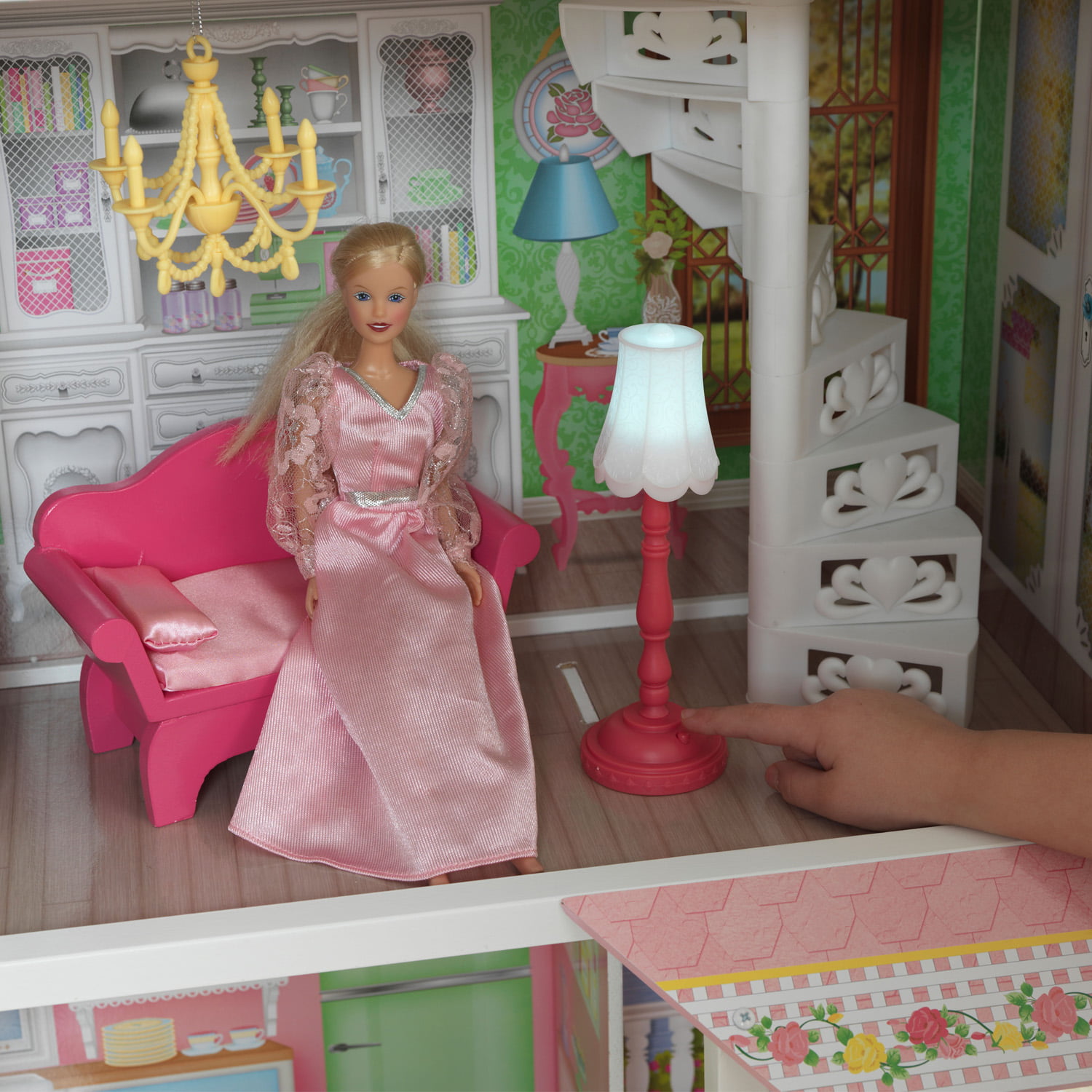 KidKraft Sweet Savannah Wooden Pretend Play House Doll Dollhouse w/ Furniture