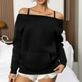 thumbnail image 2 of Ediodpoh Off Shoulder Sweatshirt for Women Long Sleeve Basic Crewneck Pullover Top Casual Streetwear Soft Stretch Fit Lightweight Black XXL, 2 of 8