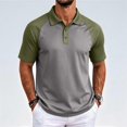 thumbnail image 6 of Fabrcox Men's Polo Shirts Short Sleeve Raglan Collared Mens Golf Shirts Color Block Regular Fit Casual Sports Mens Athletic Shirts Green XXXL, 6 of 7
