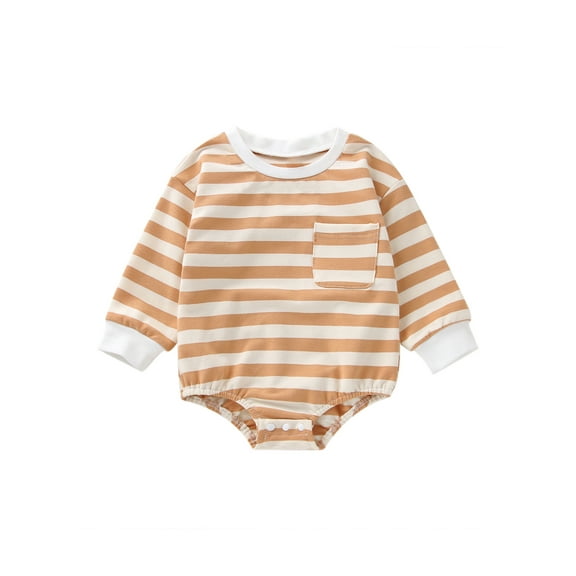 Bagilaanoe Newborn Baby Girl Boy Rompers Tops Stripe Print Long Sleeve Bodysuit 6M 9M 12M 24M Infant One Piece Jumpsuit
