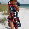 thumbnail image 2 of Shirt Dress, American Flag Casual T Shirt Dress With Pockets 4Th Of July V Neck Short Sleeve Boho Sundress Cocktail For Women Long Dresses Sun 2025 Going Out Dresses (M, Blue) ZMTing, 2 of 5